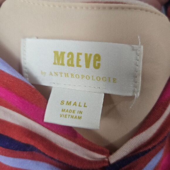 Anthro Maeve Gabriela Ruffled Maxi Dress Size S Colorful Heavy Jersey Knit - Picture 2 of 9